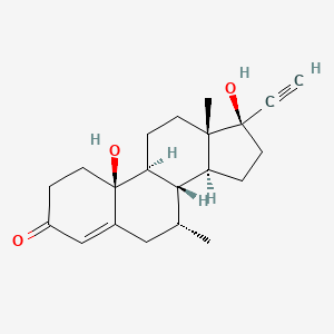 molecular formula C21H28O3 B565555 (7R,8S,9S,10S,13S,14S,17R)-17-ethynyl-10,17-dihydroxy-7,13-dimethyl-2,6,7,8,9,11,12,14,15,16-decahydro-1H-cyclopenta[a]phenanthren-3-one CAS No. 105186-35-4