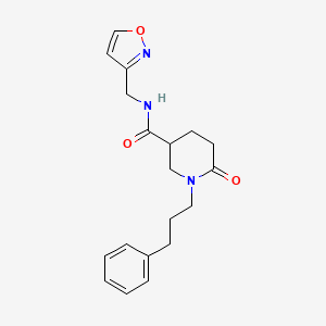 molecular formula C19H23N3O3 B5655566 N-(3-isoxazolylmethyl)-6-oxo-1-(3-phenylpropyl)-3-piperidinecarboxamide 