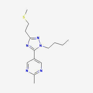 molecular formula C14H21N5S B5655571 5-{1-butyl-3-[2-(methylthio)ethyl]-1H-1,2,4-triazol-5-yl}-2-methylpyrimidine 