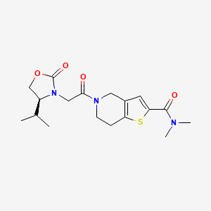 molecular formula C18H25N3O4S B5655607 5-{[(4S)-4-isopropyl-2-oxo-1,3-oxazolidin-3-yl]acetyl}-N,N-dimethyl-4,5,6,7-tetrahydrothieno[3,2-c]pyridine-2-carboxamide 