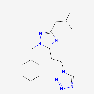 molecular formula C16H27N7 B5655609 1-{2-[1-(cyclohexylmethyl)-3-isobutyl-1H-1,2,4-triazol-5-yl]ethyl}-1H-tetrazole 