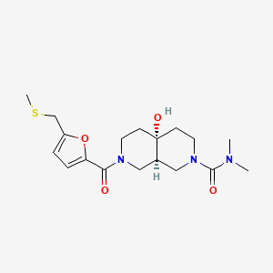 molecular formula C18H27N3O4S B5655615 (4aR*,8aR*)-4a-hydroxy-N,N-dimethyl-7-{5-[(methylthio)methyl]-2-furoyl}octahydro-2,7-naphthyridine-2(1H)-carboxamide 