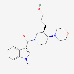 molecular formula C22H31N3O3 B5655629 3-{(3R*,4S*)-1-[(1-methyl-1H-indol-3-yl)carbonyl]-4-morpholin-4-ylpiperidin-3-yl}propan-1-ol 