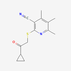 molecular formula C14H16N2OS B5655644 2-[(2-cyclopropyl-2-oxoethyl)thio]-4,5,6-trimethylnicotinonitrile 