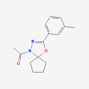 molecular formula C15H18N2O2 B5655680 1-acetyl-3-(3-methylphenyl)-4-oxa-1,2-diazaspiro[4.4]non-2-ene 