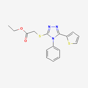 molecular formula C16H15N3O2S2 B5655681 ethyl {[4-phenyl-5-(2-thienyl)-4H-1,2,4-triazol-3-yl]thio}acetate CAS No. 6067-21-6