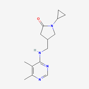 molecular formula C14H20N4O B5655694 1-cyclopropyl-4-{[(5,6-dimethylpyrimidin-4-yl)amino]methyl}pyrrolidin-2-one 