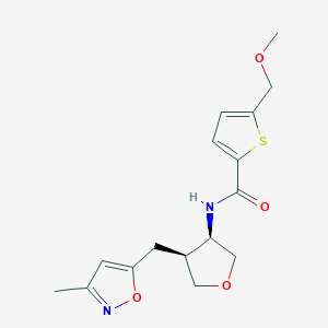molecular formula C16H20N2O4S B5655729 5-(methoxymethyl)-N-{(3R*,4S*)-4-[(3-methylisoxazol-5-yl)methyl]tetrahydrofuran-3-yl}thiophene-2-carboxamide 
