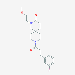 molecular formula C21H29FN2O3 B5655738 9-[3-(3-fluorophenyl)propanoyl]-2-(2-methoxyethyl)-2,9-diazaspiro[5.5]undecan-3-one 
