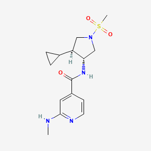 molecular formula C15H22N4O3S B5655763 N-[(3R*,4S*)-4-cyclopropyl-1-(methylsulfonyl)-3-pyrrolidinyl]-2-(methylamino)isonicotinamide 