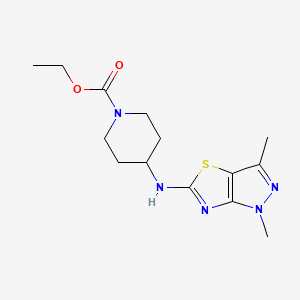 molecular formula C14H21N5O2S B5655808 ethyl 4-[(1,3-dimethyl-1H-pyrazolo[3,4-d][1,3]thiazol-5-yl)amino]piperidine-1-carboxylate 