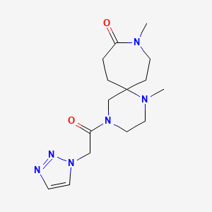 molecular formula C15H24N6O2 B5655816 1,9-dimethyl-4-(1H-1,2,3-triazol-1-ylacetyl)-1,4,9-triazaspiro[5.6]dodecan-10-one 