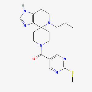 molecular formula C19H26N6OS B5655832 1'-{[2-(methylthio)pyrimidin-5-yl]carbonyl}-5-propyl-1,5,6,7-tetrahydrospiro[imidazo[4,5-c]pyridine-4,4'-piperidine] 