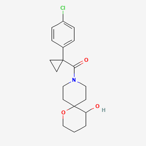 molecular formula C19H24ClNO3 B5655857 9-{[1-(4-chlorophenyl)cyclopropyl]carbonyl}-1-oxa-9-azaspiro[5.5]undecan-5-ol 