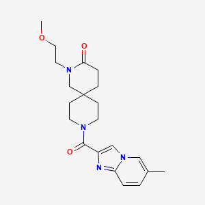 molecular formula C21H28N4O3 B5655859 2-(2-methoxyethyl)-9-[(6-methylimidazo[1,2-a]pyridin-2-yl)carbonyl]-2,9-diazaspiro[5.5]undecan-3-one 