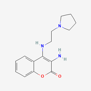 molecular formula C15H19N3O2 B5655866 3-amino-4-{[2-(1-pyrrolidinyl)ethyl]amino}-2H-chromen-2-one 