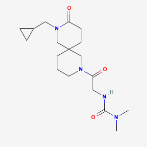 molecular formula C18H30N4O3 B5655880 N'-{2-[8-(cyclopropylmethyl)-9-oxo-2,8-diazaspiro[5.5]undec-2-yl]-2-oxoethyl}-N,N-dimethylurea 