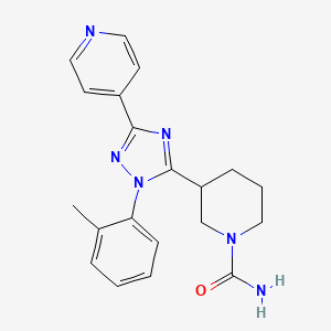 molecular formula C20H22N6O B5655895 3-[1-(2-methylphenyl)-3-pyridin-4-yl-1H-1,2,4-triazol-5-yl]piperidine-1-carboxamide 