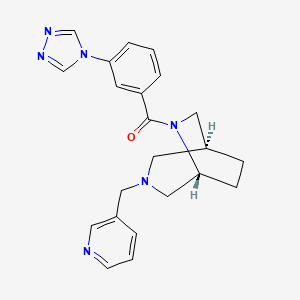 molecular formula C22H24N6O B5655913 (1S*,5R*)-3-(pyridin-3-ylmethyl)-6-[3-(4H-1,2,4-triazol-4-yl)benzoyl]-3,6-diazabicyclo[3.2.2]nonane 