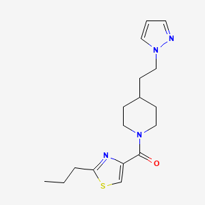 molecular formula C17H24N4OS B5655925 1-[(2-propyl-1,3-thiazol-4-yl)carbonyl]-4-[2-(1H-pyrazol-1-yl)ethyl]piperidine 