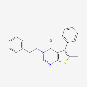 molecular formula C21H18N2OS B5655941 6-methyl-5-phenyl-3-(2-phenylethyl)thieno[2,3-d]pyrimidin-4(3H)-one 