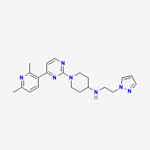 molecular formula C21H27N7 B5655982 1-[4-(2,6-dimethylpyridin-3-yl)pyrimidin-2-yl]-N-[2-(1H-pyrazol-1-yl)ethyl]piperidin-4-amine 