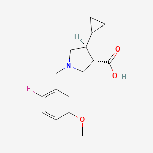 molecular formula C16H20FNO3 B5656017 (3S*,4S*)-4-cyclopropyl-1-(2-fluoro-5-methoxybenzyl)-3-pyrrolidinecarboxylic acid 