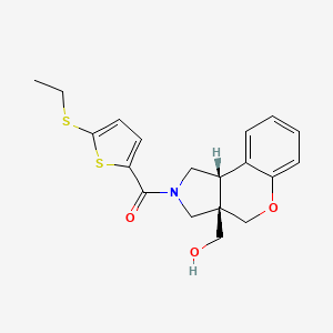 molecular formula C19H21NO3S2 B5656024 [(3aS*,9bS*)-2-{[5-(ethylthio)-2-thienyl]carbonyl}-1,2,3,9b-tetrahydrochromeno[3,4-c]pyrrol-3a(4H)-yl]methanol 