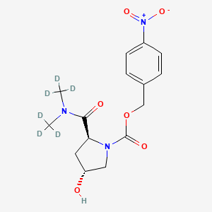 molecular formula C15H19N3O6 B565603 (4-Nitrophenyl)methyl (2S,4R)-2-[bis(trideuteriomethyl)carbamoyl]-4-hydroxypyrrolidine-1-carboxylate CAS No. 1246814-87-8
