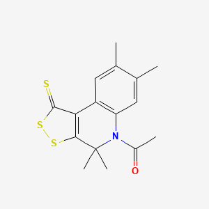molecular formula C16H17NOS3 B5656030 5-acetyl-4,4,7,8-tetramethyl-4,5-dihydro-1H-[1,2]dithiolo[3,4-c]quinoline-1-thione 