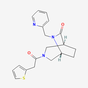molecular formula C19H21N3O2S B5656112 (1S*,5R*)-6-(pyridin-2-ylmethyl)-3-(2-thienylacetyl)-3,6-diazabicyclo[3.2.2]nonan-7-one 