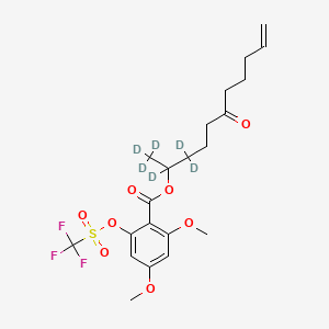 molecular formula C21H27F3O8S B565613 (1,1,1,2,3,3-Hexadeuterio-6-oxoundec-10-en-2-yl) 2,4-dimethoxy-6-(trifluoromethylsulfonyloxy)benzoate CAS No. 1246815-12-2