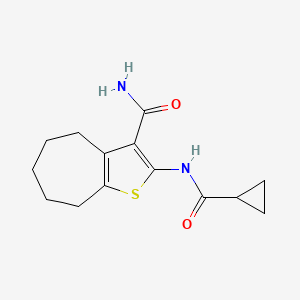 molecular formula C14H18N2O2S B5656135 2-[(cyclopropylcarbonyl)amino]-5,6,7,8-tetrahydro-4H-cyclohepta[b]thiophene-3-carboxamide CAS No. 5699-71-8