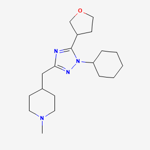 molecular formula C19H32N4O B5656173 4-{[1-cyclohexyl-5-(tetrahydrofuran-3-yl)-1H-1,2,4-triazol-3-yl]methyl}-1-methylpiperidine 