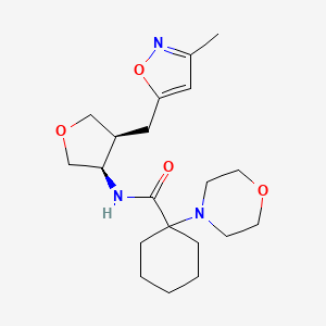 molecular formula C20H31N3O4 B5656199 N-{(3R*,4S*)-4-[(3-methylisoxazol-5-yl)methyl]tetrahydrofuran-3-yl}-1-morpholin-4-ylcyclohexanecarboxamide 