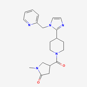 molecular formula C20H25N5O2 B5656206 1-methyl-4-({4-[1-(2-pyridinylmethyl)-1H-imidazol-2-yl]-1-piperidinyl}carbonyl)-2-pyrrolidinone 