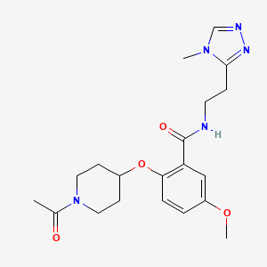 molecular formula C20H27N5O4 B5656215 2-[(1-acetylpiperidin-4-yl)oxy]-5-methoxy-N-[2-(4-methyl-4H-1,2,4-triazol-3-yl)ethyl]benzamide 