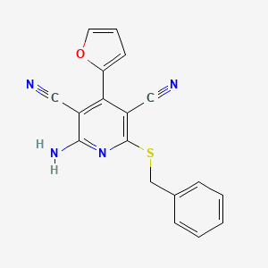 molecular formula C18H12N4OS B5656219 2-amino-6-(benzylthio)-4-(2-furyl)-3,5-pyridinedicarbonitrile 
