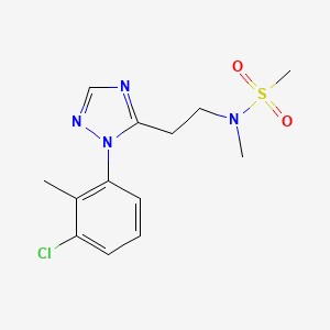 molecular formula C13H17ClN4O2S B5656234 N-{2-[1-(3-chloro-2-methylphenyl)-1H-1,2,4-triazol-5-yl]ethyl}-N-methylmethanesulfonamide 