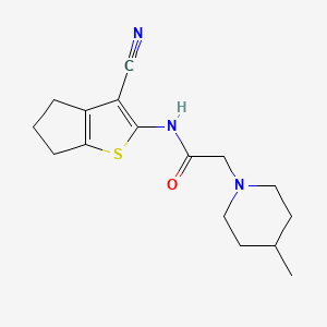 molecular formula C16H21N3OS B5656240 N-(3-cyano-5,6-dihydro-4H-cyclopenta[b]thien-2-yl)-2-(4-methyl-1-piperidinyl)acetamide 
