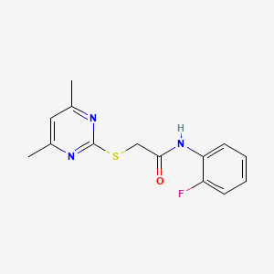 molecular formula C14H14FN3OS B5656253 2-[(4,6-dimethyl-2-pyrimidinyl)thio]-N-(2-fluorophenyl)acetamide 