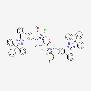 molecular formula C82H72Cl2N12O2 B565631 1-[2-Butyl-5-chloro-3-[[4-[2-(2-trityltetrazol-5-yl)phenyl]phenyl]methyl]imidazol-4-yl]-2-[4-chloro-5-(hydroxymethyl)-1-[[4-[2-(2-trityltetrazol-5-yl)phenyl]phenyl]methyl]imidazol-2-yl]pentan-1-ol CAS No. 1797121-42-6