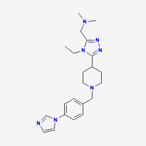 molecular formula C22H31N7 B5656315 1-(4-ethyl-5-{1-[4-(1H-imidazol-1-yl)benzyl]piperidin-4-yl}-4H-1,2,4-triazol-3-yl)-N,N-dimethylmethanamine 
