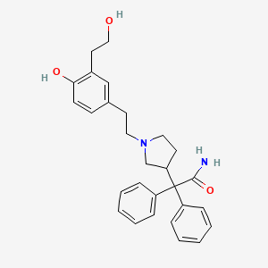 molecular formula C28H32N2O3 B565634 2-[1-[2-[4-Hydroxy-3-(2-hydroxyethyl)phenyl]ethyl]pyrrolidin-3-yl]-2,2-diphenylacetamide CAS No. 215032-24-9