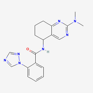 molecular formula C19H21N7O B5656353 N-[2-(dimethylamino)-5,6,7,8-tetrahydroquinazolin-5-yl]-2-(1H-1,2,4-triazol-1-yl)benzamide 