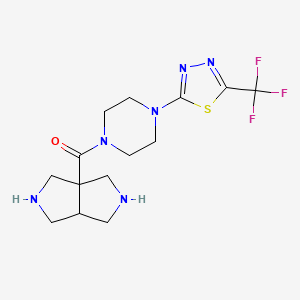 molecular formula C14H19F3N6OS B5656366 cis-3a-({4-[5-(trifluoromethyl)-1,3,4-thiadiazol-2-yl]-1-piperazinyl}carbonyl)octahydropyrrolo[3,4-c]pyrrole dihydrochloride 