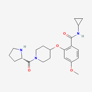 molecular formula C21H29N3O4 B5656397 N-cyclopropyl-4-methoxy-2-[(1-L-prolyl-4-piperidinyl)oxy]benzamide hydrochloride 