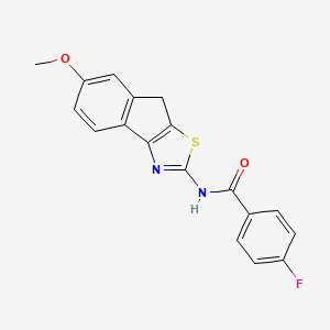 molecular formula C18H13FN2O2S B5656457 4-fluoro-N-(6-methoxy-8H-indeno[1,2-d][1,3]thiazol-2-yl)benzamide 