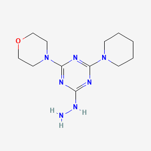 molecular formula C12H21N7O B5656491 2-hydrazino-4-(4-morpholinyl)-6-(1-piperidinyl)-1,3,5-triazine 