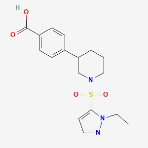 molecular formula C17H21N3O4S B5656523 4-{1-[(1-ethyl-1H-pyrazol-5-yl)sulfonyl]piperidin-3-yl}benzoic acid 